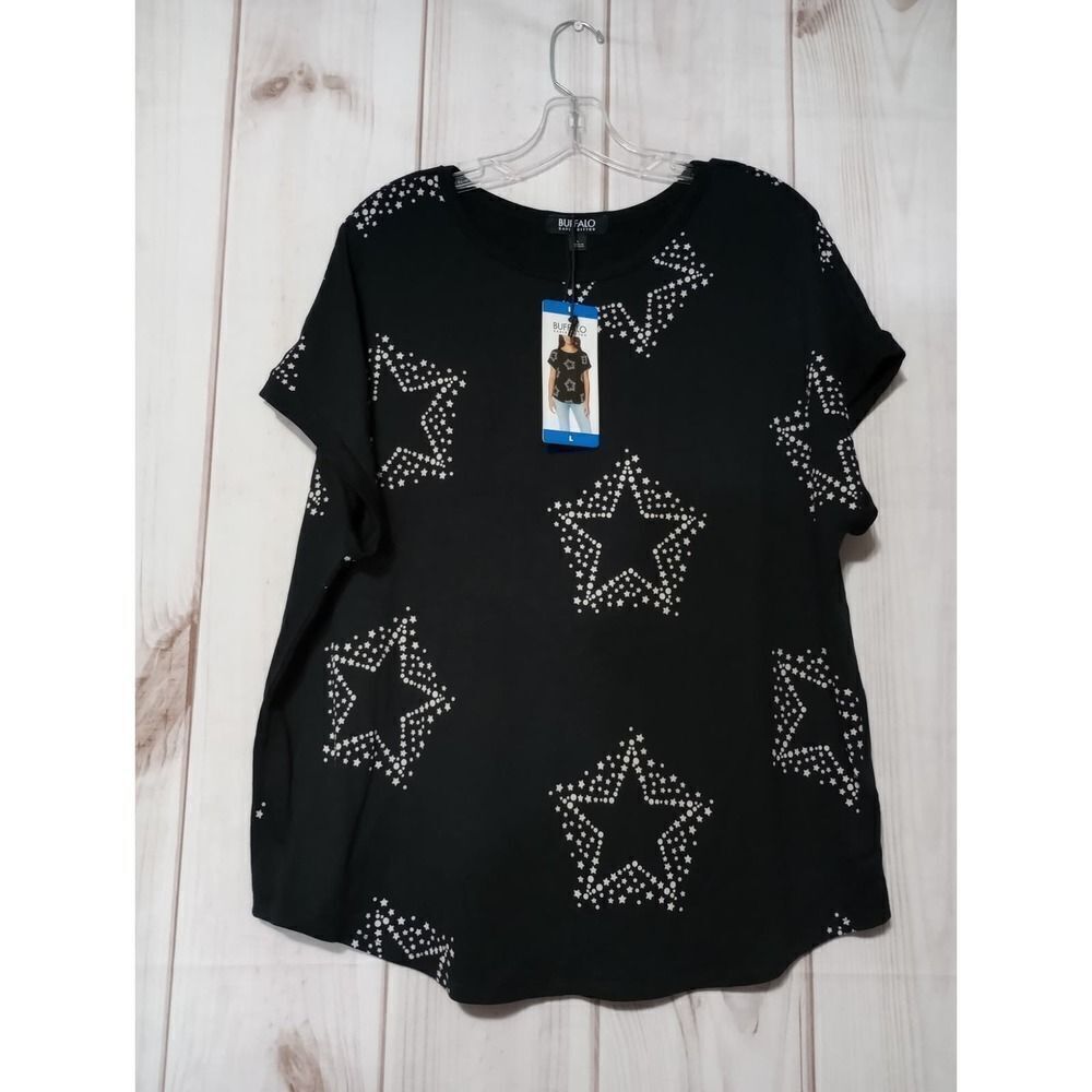 Buffalo David Bitton Shirt Ladies Large Short Sleeve Stars